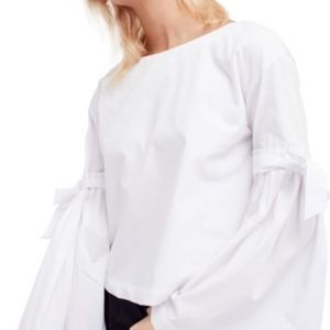 Free People Bell Sleeve White Top Tie Sleeve XS